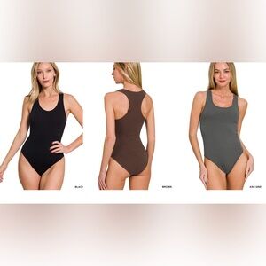 Zenana Outfitters Women's Bodysuit - Black, Brown, Gray